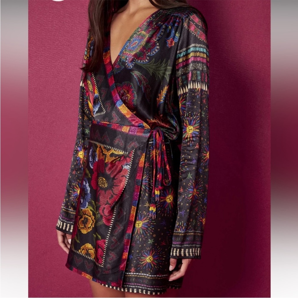 Farm Rio Black Mixed Scarves Mini Dress - Picture 4 of 14